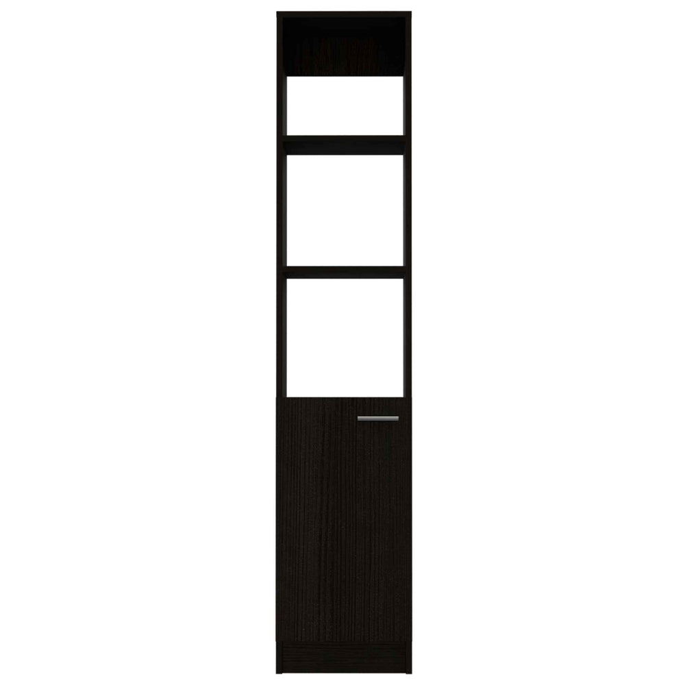 English Elm Wenge Tall Linen Cabinet 63.8" H Slim 5-Shelf Storage with 3 Open Shelves & Bottom Door for Bath B06280221