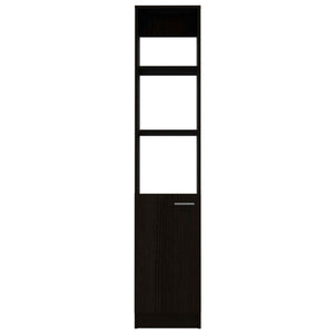 English Elm Wenge Tall Linen Cabinet 63.8" H Slim 5-Shelf Storage with 3 Open Shelves & Bottom Door for Bath B06280221