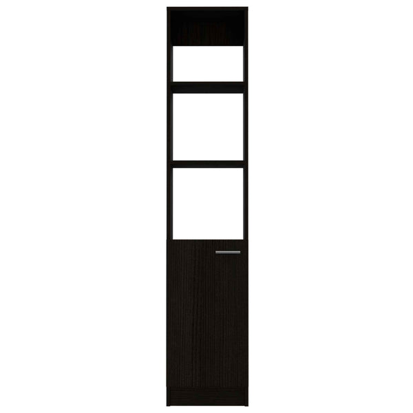 English Elm Wenge Tall Linen Cabinet 63.8" H Slim 5-Shelf Storage with 3 Open Shelves & Bottom Door for Bath B06280221