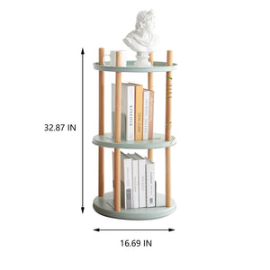 English Elm Storage Shelf 3 Tier Rotating Bookcase Beech Wood and Metal Base for Any Room W128367496