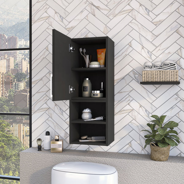 English Elm Wenge Medicine Cabinet with 4 Shelves and Sleek Metal Handle — Space-Saving Wall Storage, 31.6" H B06280750