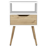 English Elm Haverson 1-Drawer 1-Shelf Nightstand White and Light Oak