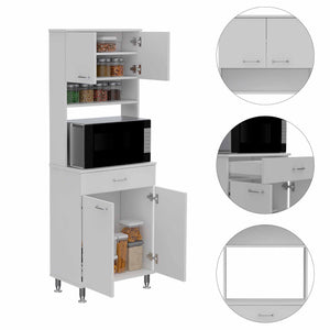 English Elm Santa Maria Pantry Cabinet with Drawer & 5 Shelves, Tall Storage Cupboard for Kitchen & Appliances White B06280024