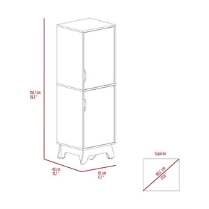 English Elm Rutherford Two-Door Pantry Cabinet in Light Oak & White — 59.3" Tall, 4 Shelves, Stable Wooden Base B06280045