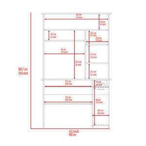 English Elm Wenge 7-Shelf Computer Desk with Hutch, 2 Drawers & Cabinet—Spacious Work Surface, Modern Storage B062S00132