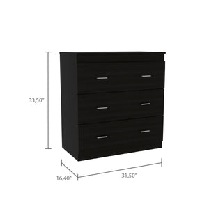 English Elm 3-Drawer Wenge Dresser with 3 Spacious Drawers, Compact 31.5"W x 16.4"D Organized Storage Solution B06280065