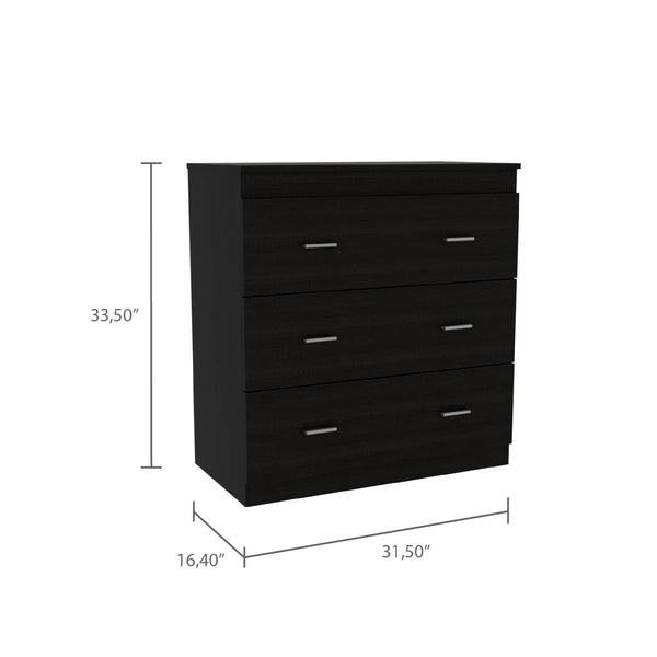 English Elm 3-Drawer Wenge Dresser with 3 Spacious Drawers, Compact 31.5"W x 16.4"D Organized Storage Solution B06280065