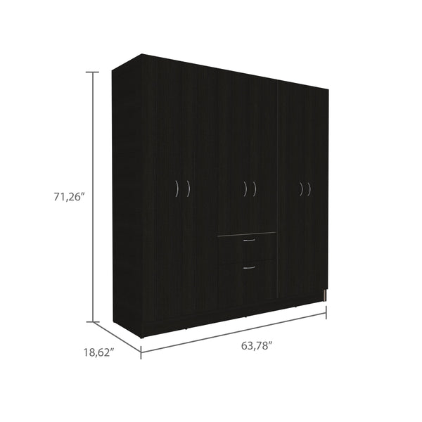English Elm Davenport Wenge and White 1-Drawer 6-Door Rectangular Armoire with 8 Shelves — Modern Storage Solution B062S00165
