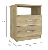 English Elm Light Oak 2-Drawer 1-Shelf Rectangle Nightstand