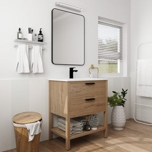 English Elm 30 Inch Bathroom Vanity - Stylish Plywood Design With Soft-Closing Drawers & Easy Installation W999S00061