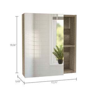 English Elm Whirlwind Light Oak Medicine Cabinet with Mirror and Single Shelf, Compact Rectangle Storage for Bathroom Essentials B06280246
