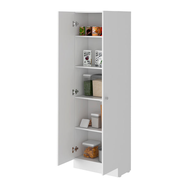 English Elm Buxton Tall White 2-Door Storage Cabinet with 5 Adjustable Shelves, Slim Profile for Organized Spaces B06280488