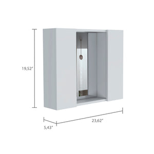 English Elm Ellegrini White Medicine Cabinet with Mirror, 7 Shelves & 2 Doors — Compact 23.6"x19.5" Storage Elegance B06280134