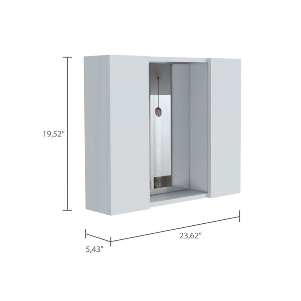 English Elm Ellegrini White Medicine Cabinet with Mirror, 7 Shelves & 2 Doors — Compact 23.6"x19.5" Storage Elegance B06280134