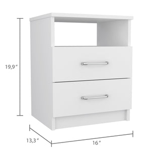 English Elm Brookeline Romantic 2-Drawer 1-Shelf Nightstand with Spacious Top, Durable Metal Railings & Pulls White B06280585