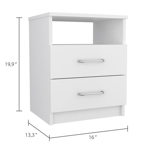 English Elm Brookeline Romantic 2-Drawer 1-Shelf Nightstand with Spacious Top, Durable Metal Railings & Pulls White B06280585