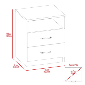 English Elm Brookeline Romantic 2-Drawer 1-Shelf Nightstand with Spacious Top, Durable Metal Railings & Pulls White B06280585