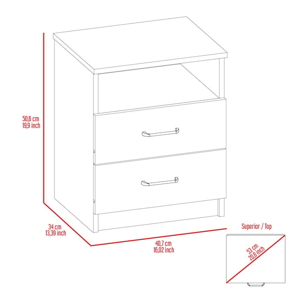 English Elm Brookeline Romantic 2-Drawer 1-Shelf Nightstand with Spacious Top, Durable Metal Railings & Pulls White B06280585