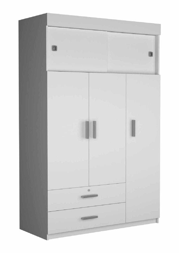 English Elm Kingswood White 2-Drawer Rectangle Armoire with 6 Shelves & Hanging Rod for Spacious Organized Living B062S00139