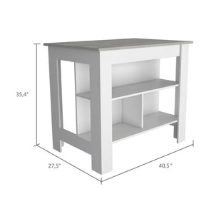 English Elm Rockaway 3-Shelf Kitchen Island With White Finish And Ibiza Marble Top For Stylish Storage Solutions B06280052-GIGA