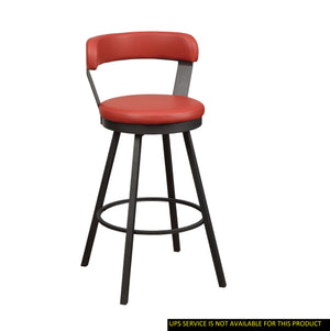 English Elm Red Appert 29" Pub Height Swivel Chairs Set of 2 - Red Faux Leather Cushion, Dark Gray Metal Base, 360° Rotation, Casual Dining Bar Seating B01181027