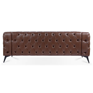 English Elm 84.06inch Traditional Pu Leather Sofa with Tufted Back and Sled Iron Legs for Living Room W68041370