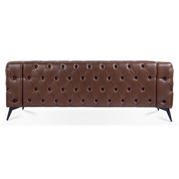 English Elm 84.06inch Traditional Pu Leather Sofa with Tufted Back and Sled Iron Legs for Living Room W68041370