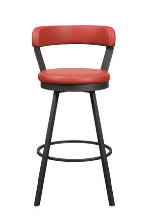 English Elm Red Appert 29" Pub Height Swivel Chairs Set of 2 - Red Faux Leather Cushion, Dark Gray Metal Base, 360° Rotation, Casual Dining Bar Seating B01181027