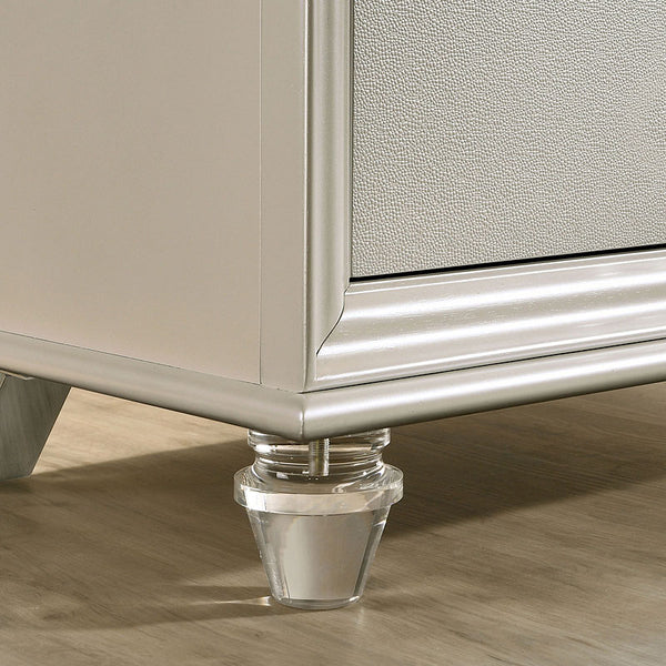 English Elm Classic Pearl White Maddie Nightstand with Acrylic Legs & Crystal Accents, 2 Felt-Lined Drawers, 29.5"W Elegance B01181028