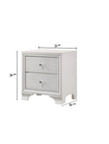 English Elm 1 Piece Modern Glam Style Crisp White Finish Two Drawer Nightstand Embossed Crocodile Pattern