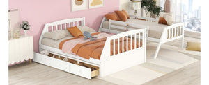 English Elm Twin-over-full Bunk Bed with Storage Staircase Drawers and Pine Wood Frame LT000223AAK
