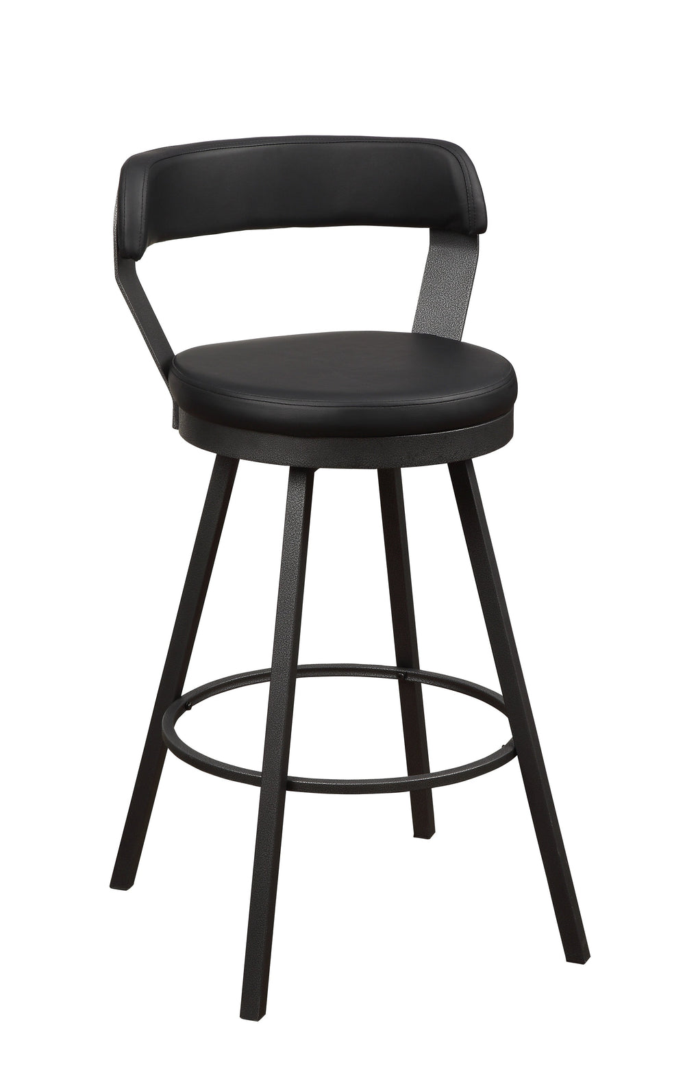 English Elm Black Faux Leather Appert 29" Pub Height Swivel Bar Chairs Set of 2 — Metal Base, 360° Comfort Seats B01181025