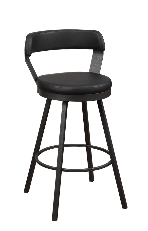 English Elm Black Faux Leather Appert 29" Pub Height Swivel Bar Chairs Set of 2 — Metal Base, 360° Comfort Seats B01181025