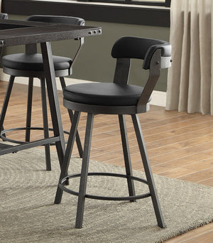 English Elm Metal 24-Inch Counter Height Chairs Set of 2 Black Faux Leather Swivel Seats Dark Gray Metal Base, Compact Stylish Dining Stools B01181024