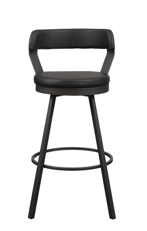 English Elm Black Faux Leather Appert 29" Pub Height Swivel Bar Chairs Set of 2 — Metal Base, 360° Comfort Seats B01181025