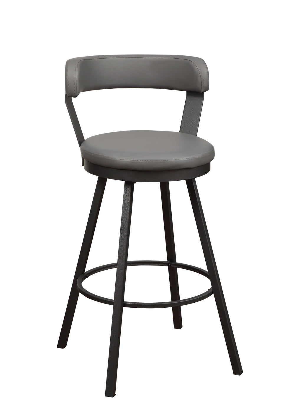 English Elm Gray Faux Leather Swivel Pub Chairs Set of 2 — 29" Bar Height, Dark Metal Base, Comfortable Round Seat B01181026