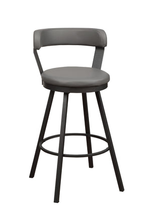 English Elm Gray Faux Leather Swivel Pub Chairs Set of 2 — 29" Bar Height, Dark Metal Base, Comfortable Round Seat B01181026