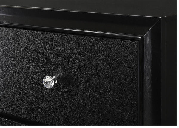 English Elm 1pc Glam Five-Drawer Embossed Crocodile Finish Chest with Felt-Lined Top Drawer and Dovetail Joinery Black 33.31 L x 18.58 W x 49.69 H B011P216718