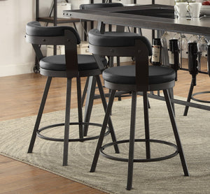 English Elm Metal 24-Inch Counter Height Chairs Set of 2 Black Faux Leather Swivel Seats Dark Gray Metal Base, Compact Stylish Dining Stools B01181024