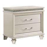 English Elm Classic Pearl White 1 Piece Nightstand Only Contemporary Solid Wood 2-Drawers Felt-Lined Top English Dovetail Acrylic Legs & Pull Handle