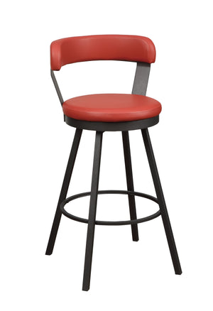 English Elm Red Appert 29" Pub Height Swivel Chairs Set of 2 - Red Faux Leather Cushion, Dark Gray Metal Base, 360° Rotation, Casual Dining Bar Seating B01181027