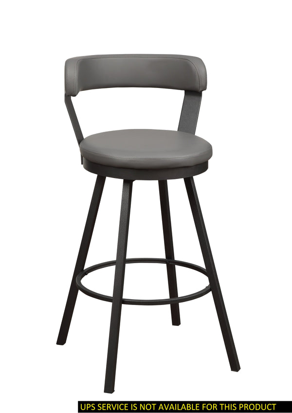 English Elm Gray Faux Leather Swivel Pub Chairs Set of 2 — 29" Bar Height, Dark Metal Base, Comfortable Round Seat B01181026
