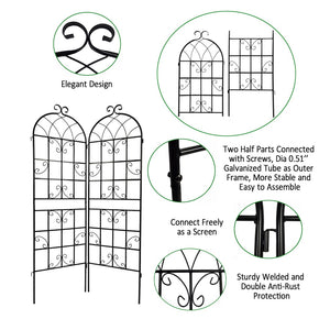 English Elm 4 Pack Galvanized Steel Garden Trellises Powder Coated Matte Black Climbing Plant Supports W158681061