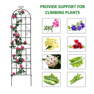 English Elm 4 Pack Tall Galvanized Steel Garden Trellises Powder Coated Black for Climbing Vines W158681059