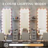 Hearth and Haven Hollywood Full Length Mirror with Lights Full Body Vanity Mirror with 3 Color Modes Wall Lighted Standing Floor Mirror For Dressing Room Bedroom Hotel Touch Control Pink 62.6"X23.3" W70881113