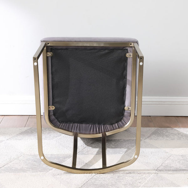 English Elm Dining Side Chairs Velvet Upholstered Set of Two with Glamorous Gold Metal Legs W156769769