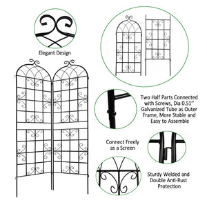English Elm 4 Pack Tall Steel Garden Trellis Panels Powder Coated Rustproof Climbing Plant Support W1586134247