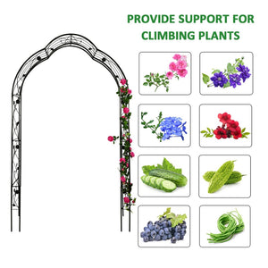 English Elm Metal Gothic Arch Garden Arbor Powder Coated Steel Trellis for Climbing Roses Black W158681100