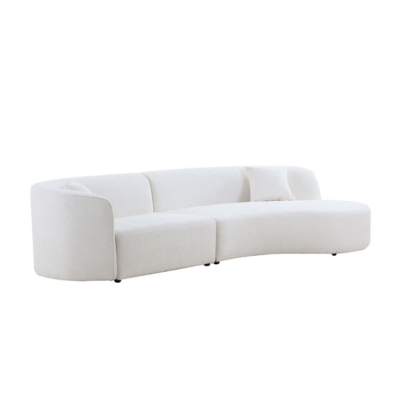 English Elm Luxury Boucle Curved Sectional Sofa with Chaise Right Facing Sculptural Modern Living W876S00086