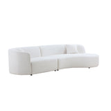 English Elm Luxury Modern Style Living Room Upholstery Curved Sofa With Chaise 2-Piece Set, Right Hand Facing Sectional, Boucle Couch, White